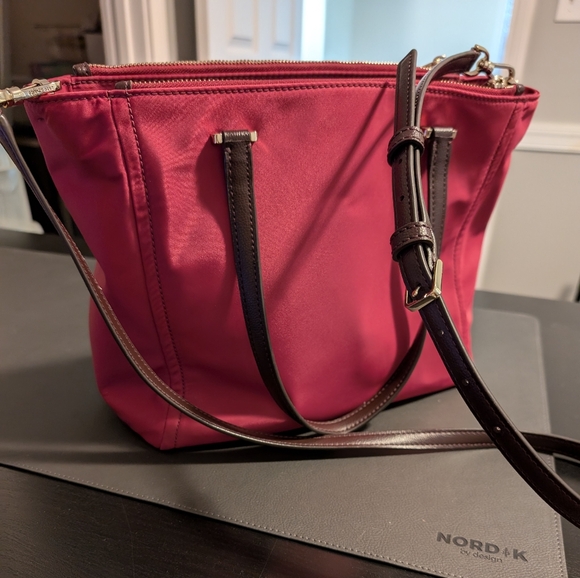 Kate Spade Dawn M Satchel Nylon Bag Rhubarg Tart - Picture 8 of 15